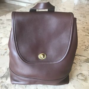 Coach Brown Leather Backpack and Keychain